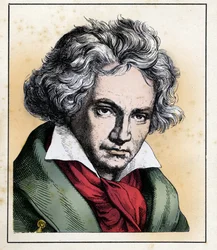 Porträtt av den tyske kompositören och pianisten Ludwig Van BEETHOVEN (1770-1827)