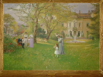 Park till en elegant wienervilla (målning på duk)