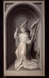 Bebådelsens ängel, ytterpanel på triptyken Portinari - olja på panel, c.1475