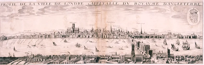 Utsikt över London från söder, 1643