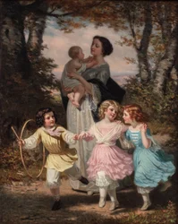Mor och barn, ca 1840-80 (olja på duk)