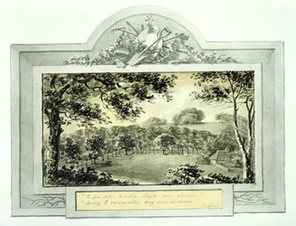 "Efter"-vy av tomten, från Röda boken för Antony House, c.1812 (bläck på papper) (se 170692 för "före"-vy)