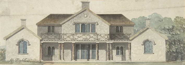 Design för en stuga Ornée i tudoresk stil, sent 1700-tidigt 1800-tal.