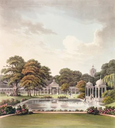 Utsikt från kupolen, Brighton Pavilion, graverad av Joseph Constantine Stadler (fl.1780-1812), publicerad 1808