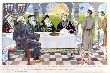 Savants vid Maimonides bord, från en påskhaggadah