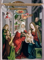 Sankta Anna med jungfrun och barnet, Eperjes, ca 1520 (tempera på furu)