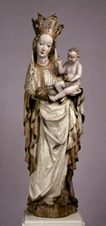 Jungfrun och barnet från kyrkan Saint Philip and Saint James i Toporc, ca 1420 (målat och förgyllt trä)