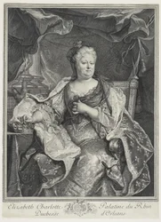 Elizabeth Charlotte Palatine du Rhin, hertiginna av Orleans, eng. Charles Louis Simmoneau (1645-1728)