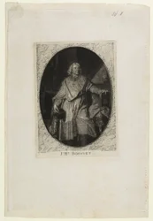 J.B. Bossuet (till fots), graverad av Jean-Baptiste de Grateloup, 1771 (mezzotint, akvatint & torrnål på chine collé)