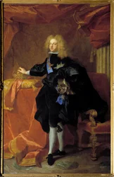 Porträtt till fots av Filip V (1683-1746) kung av Spanien Målning av Hyacinthe Rigaud (1659-1743) 1701 sön. 2,30 x 1,94 m