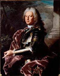 Porträtt av Giovanni (Gian) Francesco II Brignole Sale (Jean Francois II Brignole-Sale) (1695-1760) Doge of Genes och ambassadör för Republiken Genes i Frankrike under Ludvig XV Målning av Hyacinthe Rigaud (1659-1743) 17937-1737 Dämpa. 101,5x80,2 cm gener,