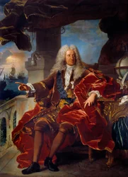 Porträtt av bankiren Samuel Bernard (1651-1739) Målning av Hyacinthe Rigaud (1659-1743) 1700-talet sön. 2,65 x 1,66 m