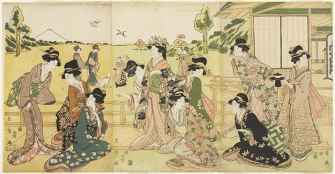Hawking Party, 1807 (trätryck i färg)