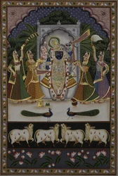 Shreenathji tillsammans med gopis
