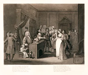 Kvinna som svär ett barn, 1700-talet