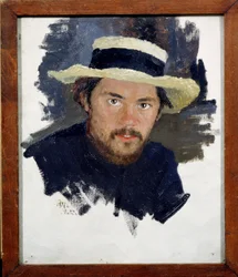 Självporträtt (Självporträtt). Målning av Jakov Jakovlevich Kalinichenko (1869-1938), olja på duk