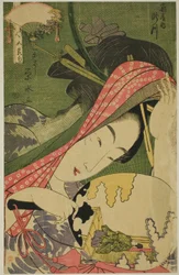 Courtesan Takigawa från Ogiya, från serien "Beauties of the Five Festivals (Bijin gosekku)"