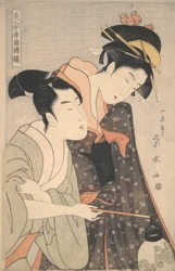 The Elopement of O-Some and Hisamatsu: Heroes and heroines of Joruri Puppet Numbers
