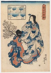 Courtesan and Her Maiko, 1820-talet (träblocktryck)