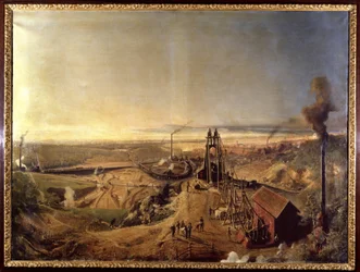 Montchanin lergruva och källare. Målning av Francis Bonhomme