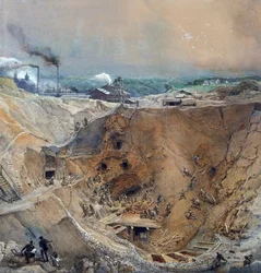 Dagbrottsbrytning vid Vieille Montagne, Saone et Loire, ca 1854