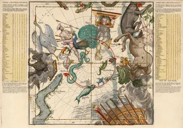 Sydpolen, Tallrik 6 från beskrivningen av det himmelska klotet i platta ramar, pub. 1674