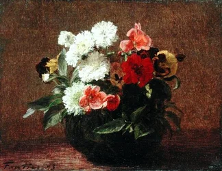 Blommor i en lerkruka