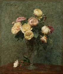Stilleben: Rosor i en glasvas