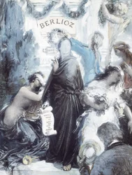 Akvarelllitografi till minne av hundraårsminnet av Hector Berlioz födelse