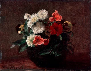 Blommor i en vas av lergods, 1883.