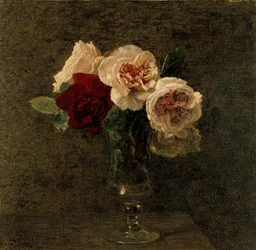 Stilleben av rosa och röda rosor, 1800-talet