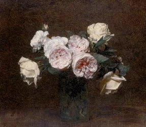 Stilleben: rosa, vita och gula rosor, 1894
