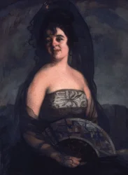 THE LADY OF THE FAN - OLEO CANVAS - 103 × 82 CM