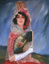 Min kusin Cándica med mantilla, ca. 1913.