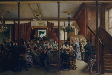 Auktionsförsäljning i Clinton Hall, New York, 1876, 1876.