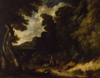 Landskap med figurer (olja på duk)