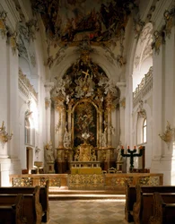 Invändig vy av klostret San Marino och San Anianus (Marinus och Anianus) av arkitekten Ignaz Guenther (1725-1775)