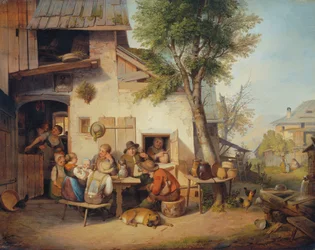 Framför byns krog