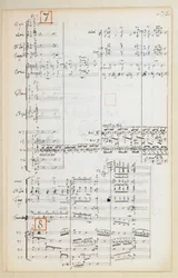 Partiturmanuskript med reducerad orkestersvit till Eldfågeln av Igor Stravinsky (1882-1971)