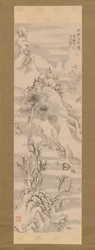 Vintrigt landskap, i stil med Guo Zhongshu, sent 1700-tal.