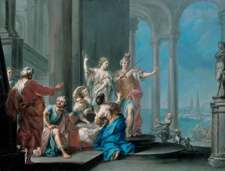 Achilles och Lycomedes döttrar (olja på duk)