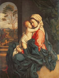 Jungfrun och barnet omfamnande c.1660-85