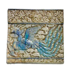 Kakelplatta med fenix, från Kashan, Iran, ilkhanidisk period, tidigt 1300-tal (stonepaste)