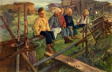 "Barn på ett staket sparvar", 1883, 1965.