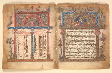 Armeniskt manuskript Bifolium, 1400-talet.
