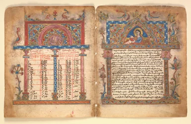 Armeniskt manuskript Bifolium, armeniskt, 1400-talet.