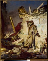 ""Jeremie sörjer Jerusalems förstörelse"" Målning av Ilya Yefimovich Repin (Ilia Repin) (1844-1930) 1870, Dim 91,3x75 cm State Tretyakov Gallery, Moskva