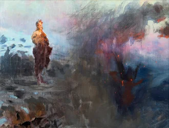 La tentation du Christ - The Temptation of Christ - Peinture de Ilya Yefimovich Repin (1844-1930), - Olja på duk, 47x60 - Privat samling
