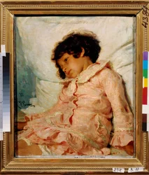 Porträtt av Nadia (Nadya) Repina, konstnärens dotter. Målning av Ilja Jefimovitj Repin (Repine) (1844-1930)