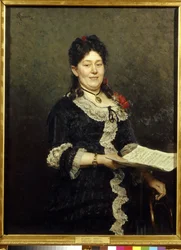 Porträtt av sopransångerskan Alexandra Molas (1845-1929). (Porträtt av operasångaren A. Molas). Målning av Ilya Yefimovich Repin (Ilia Repin) (1844-1930), olja på duk
